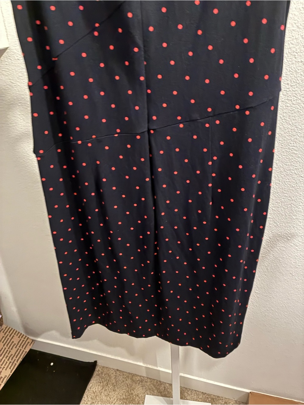 Ann Taylor Navy Midi Dress with Red Polka Dots - Picture 6 of 6
